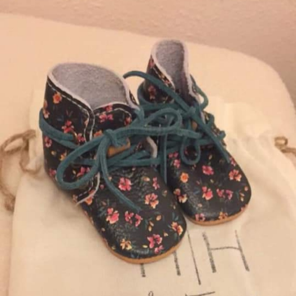 Hand made Honey and hide Floral booties